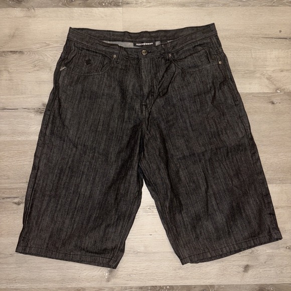 Rocawear Other - Vtg Y2K Rocawear Baggy Oversized Jean Shorts Jorts Men's 40 Black Hip Hop Skater